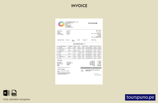 lista para imprimir plantilla de factura India My Company Pvt Ltd